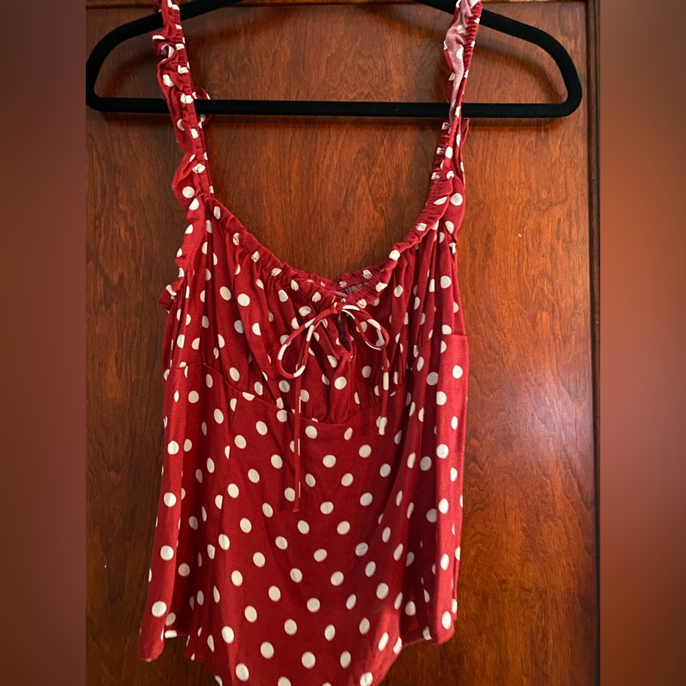 Reformation Red Polka Dot Sleeveless Top